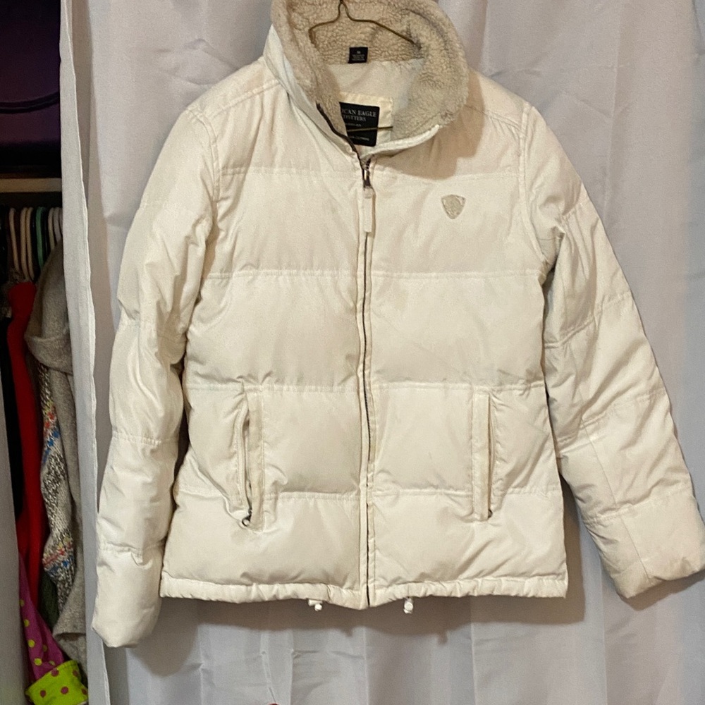 American Eagle Outfitters Off-White Puffer Jacket